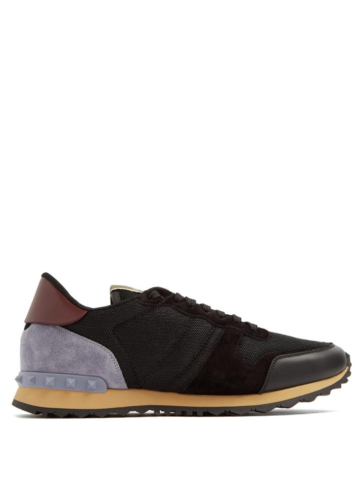 Valentino Rockrunner Suede And Leather Trainers