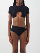 Christopher Esber - Cutout Ruched T-shirt Bikini Top - Womens - Black