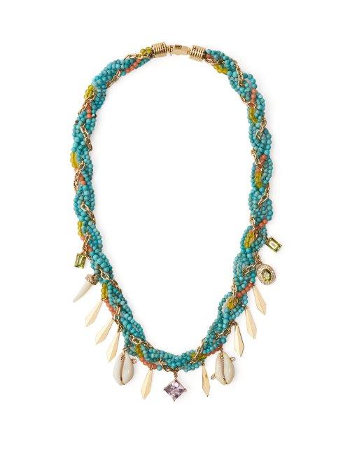 Matchesfashion.com Aron & Hirsch - Braided Turquoise, Diamond & Amethyst Necklace - Womens - Blue