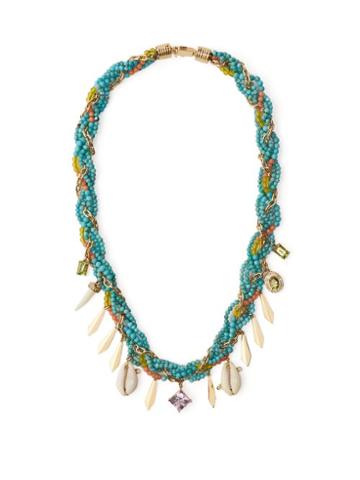 Matchesfashion.com Aron & Hirsch - Braided Turquoise, Diamond & Amethyst Necklace - Womens - Blue