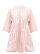Matchesfashion.com Thierry Colson - Rachel Striped Cotton Mini Dress - Womens - Pink