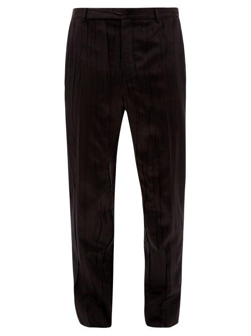 Matchesfashion.com Saint Laurent - Pleated Silk-blend Charmeuse Trousers - Mens - Black