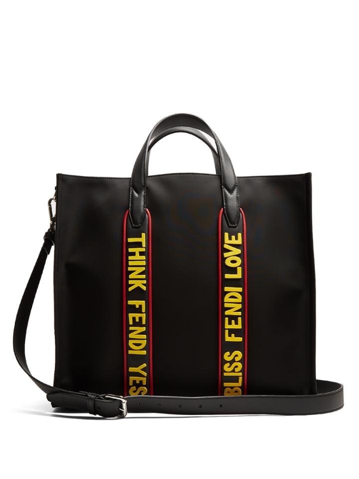 Fendi Logo-embossed Contrast-panel Nylon Tote