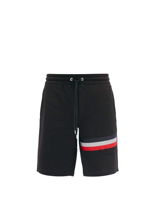Matchesfashion.com Moncler - Striped Cotton-jersey Shorts - Mens - Black