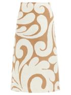 Matchesfashion.com Marni - Arabesque Swirl-print Cotton-blend Skirt - Womens - Beige Multi