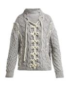 Matchesfashion.com Spencer Vladimir - On Deck Cable Knit Cashmere Sweater - Womens - Grey White
