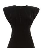 Matchesfashion.com Dolce & Gabbana - Padded-shoulder Velvet Top - Womens - Black