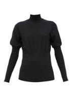 Matchesfashion.com Burberry - Zuri Puffed-sleeve Cotton-blend Sweater - Womens - Black
