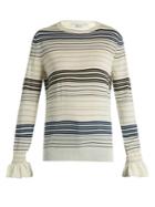 Stella Mccartney Ruffled-cuff Striped Wool Sweater