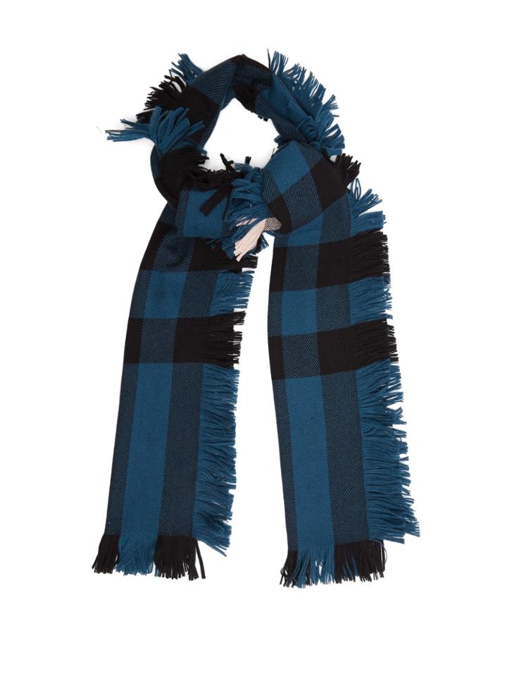 Burberry Checked Fringed Scarf
