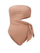 Matchesfashion.com Zimmermann - Freja Side-tie Cutout Bandeau Swimsuit - Womens - Nude