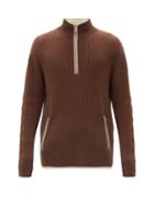 Matchesfashion.com Arnar Mar Jonsson - Tree-knitted Ribbed Cotton-blend Sweater - Mens - Brown