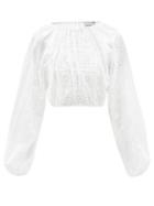 Ladies Beachwear Matteau - The Crochet Broderie Cropped Organic-cotton Blouse - Womens - White