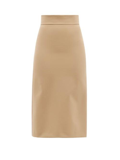 Matchesfashion.com Max Mara - Gervaso Stretch Jersey Midi Pencil Skirt W Side St - Womens - Camel