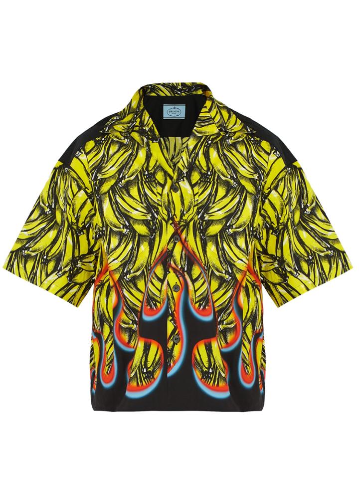 Prada Banana-print Cotton Shirt