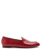 Matchesfashion.com Aquazzura - Pursuit Crocodile Effect Leather Loafers - Womens - Red