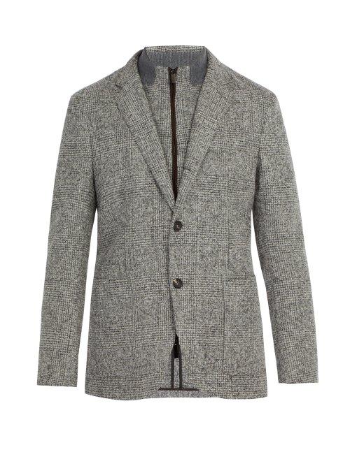 Matchesfashion.com Ermenegildo Zegna - Checked Alpaca Blend Blazer - Mens - Grey
