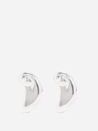Jil Sander - Crescent Stud Clip Earrings - Womens - Silver