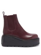 Matchesfashion.com Valentino Garavani - Uniqueform Leather Platform Chelsea Boots - Womens - Burgundy