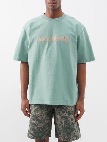 Jacquemus - Raphia Macram-logo Cotton-jersey T-shirt - Mens - Green Multi
