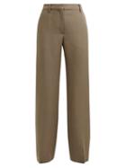 Matchesfashion.com Valentino - Straight Leg Mohair And Wool Blend Trousers - Womens - Brown