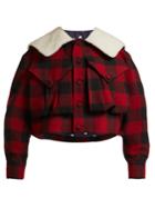 Charles Jeffrey Loverboy Check Shearling-collar Cropped Jacket