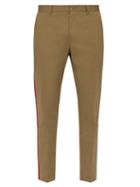 Matchesfashion.com Dolce & Gabbana - Side Stripe Cotton Blend Trousers - Mens - Khaki
