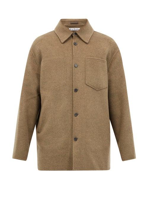 Matchesfashion.com Acne Studios - Patch-pocket Wool-flannel Overshirt - Mens - Khaki