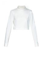 Tibi Filament Roll-neck Jersey Cropped Top