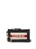 Gucci Logo-jacquard Leather Cardholder Keyring