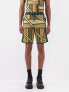 Ahluwalia - Kalonji Geometric-jacquard Knit Shorts - Mens - Green Yellow