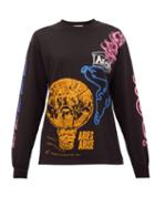 Matchesfashion.com Aries - French Monster Cotton Long-sleeved T-shirt - Womens - Black Multi