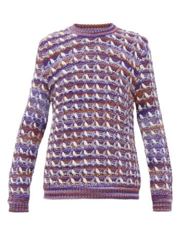 Matchesfashion.com Acne Studios - Kobra Chevron Knit Sweater - Mens - Purple