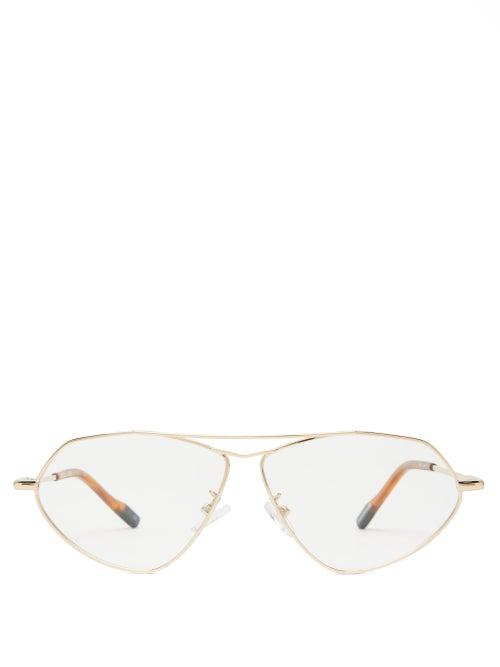 Matchesfashion.com Le Specs - Psyche Cat Eye Glasses - Womens - Gold