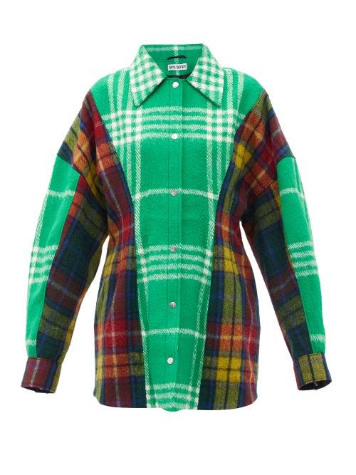 Matchesfashion.com Rave Review - Siri Upcycled Check Wool Jacket - Womens - Green Multi
