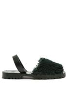 Matchesfashion.com Goya - Shearling Slingback Sandals - Womens - Dark Green