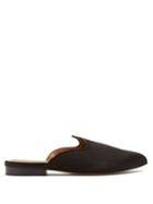 Matchesfashion.com Le Monde Beryl - Venetian Backless Satin Slipper Shoes - Womens - Black