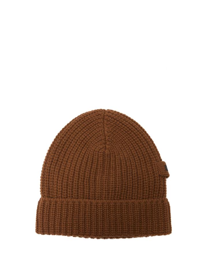 Prada Logo-embellished Ribbed-knit Cashmere Beanie Hat