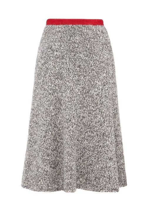 Matchesfashion.com Vika Gazinskaya - Flared Knitted Midi Skirt - Womens - Grey Multi
