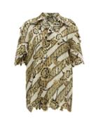 Matchesfashion.com Edward Crutchley - Laser Cut Floral Jacquard Wool Top - Womens - Brown Multi