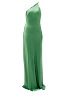 Matchesfashion.com Galvan - Roxy One-shoulder Satin Maxi Dress - Womens - Green