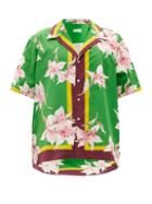 Matchesfashion.com Valentino - Lily-print Cotton-poplin Shirt - Mens - Green