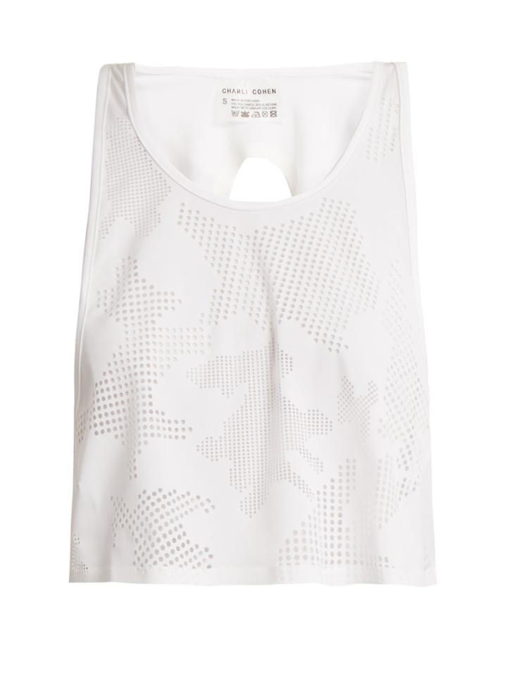 Charli Cohen Lumen Perforated-front Jersey Cropped Top