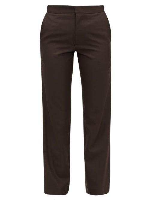 Matchesfashion.com Edward Crutchley - Cropped Slim-leg Wool-crepe Trousers - Womens - Brown