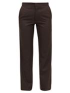 Matchesfashion.com Edward Crutchley - Cropped Slim-leg Wool-crepe Trousers - Womens - Brown