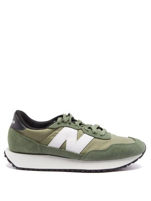 New Balance - 237 Ripstop And Suede Trainers - Womens - Green