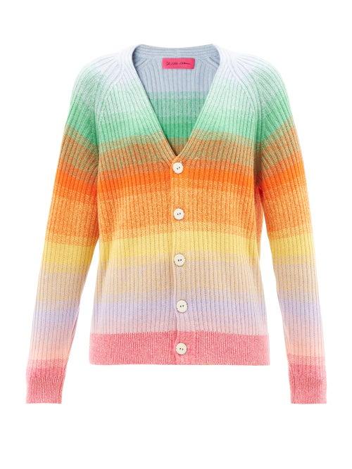 The Elder Statesman - Morph Striped Ribbed-cashmere Cardigan - Womens - Multi