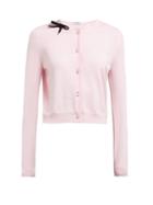 Matchesfashion.com Miu Miu - Bow Trim Wool Cardigan - Womens - Light Pink