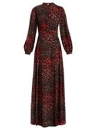 Matchesfashion.com Raquel Diniz - Lila Floral Print Silk Crepe Dress - Womens - Black Print