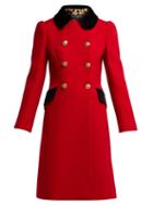 Matchesfashion.com Dolce & Gabbana - Contrast Collar Double Breasted Wool Blend Coat - Womens - Red